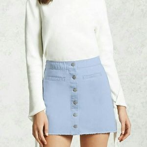 NWT Frayed Button Down Mini Skirt